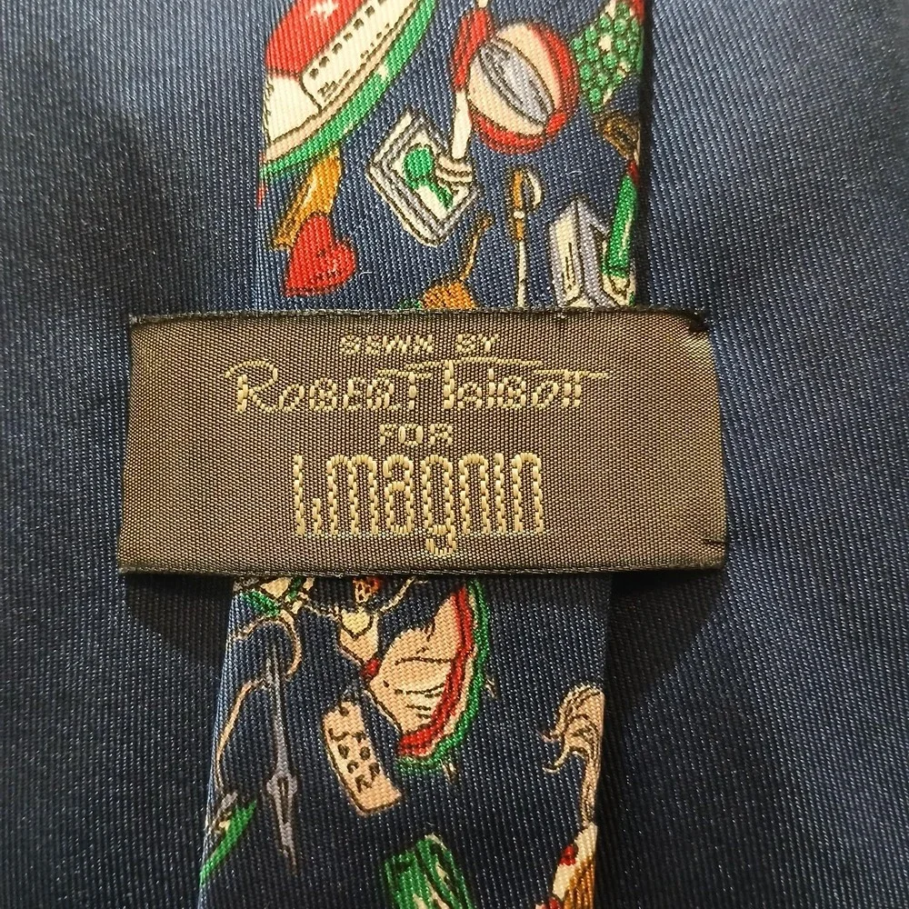 Vintage Robert Talbott Tie‎ Mens Blue Silk Santa Christmas I Magnin Novelty 90s